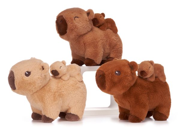 (Mis 3+) CAPIBARA con cucciolo sulla schiena –  Peluche 25cm 3ass…x36